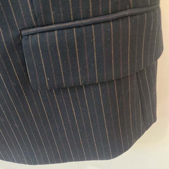 BCBGMaxAzria short sleeve jacket striped menswear navy Blazer M - Picture 5 of 12